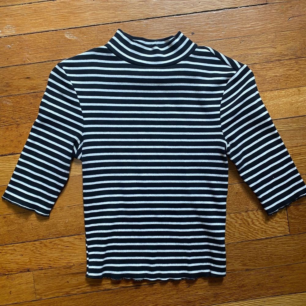 zara quarter sleeve stripped turtleneck